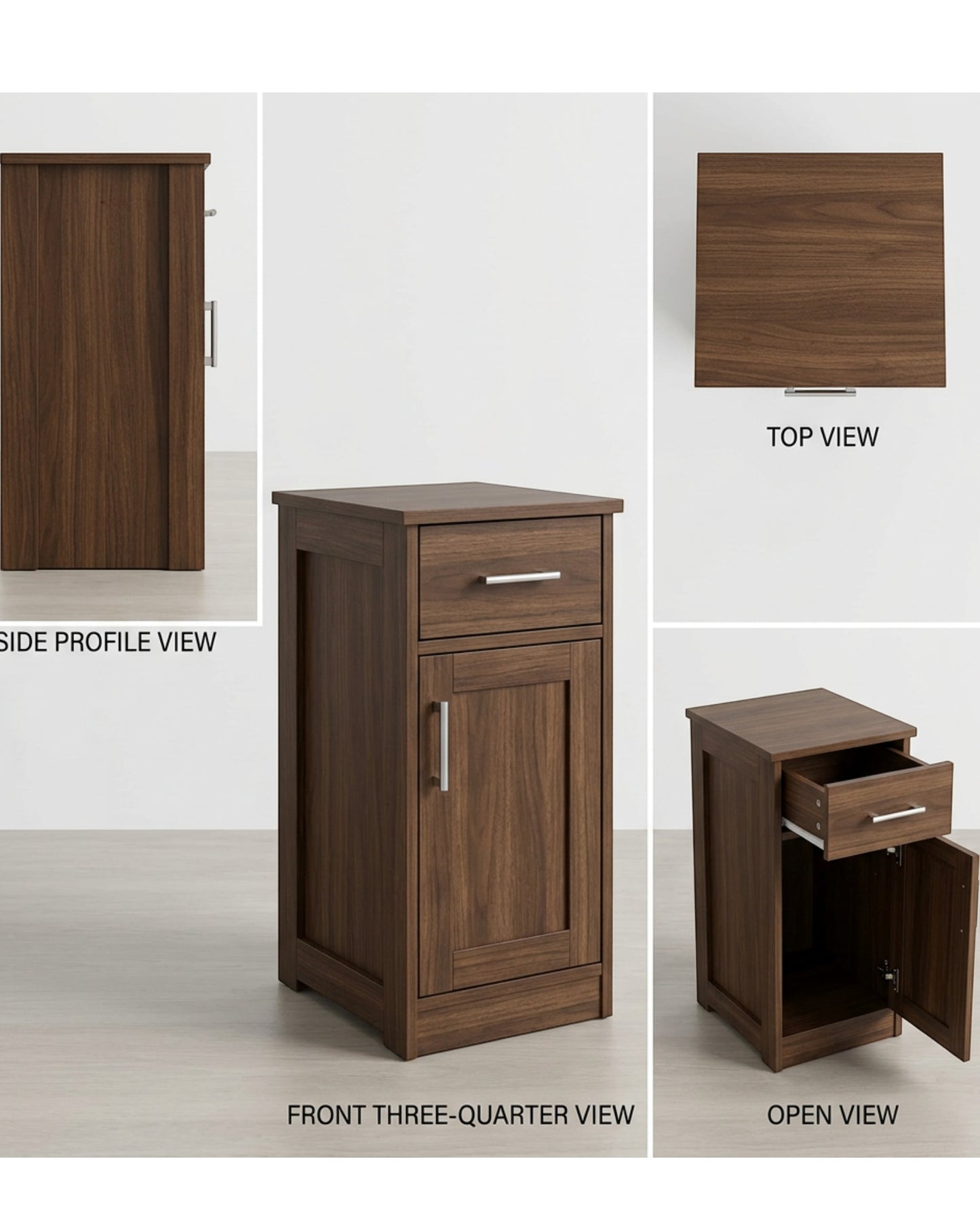 Hbmvd Narrow Bedside Cabinet Walnut 25 in