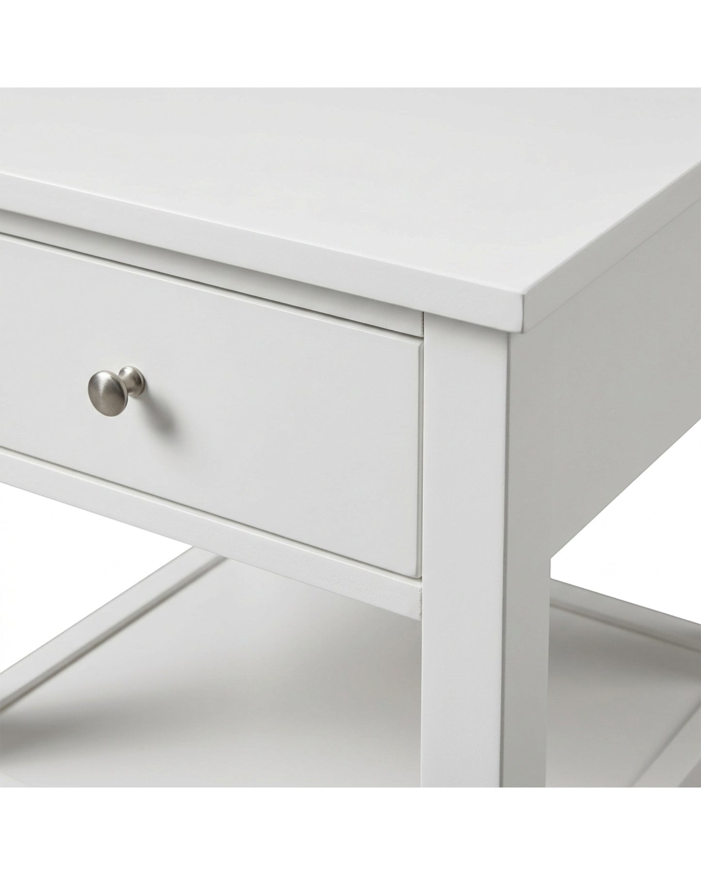 Hbmvd Bedside Table White 1 Drawer with Shelf