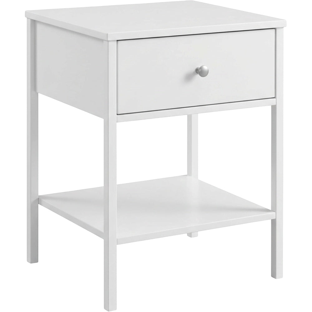 Hbmvd Bedside Table White 1 Drawer with Shelf