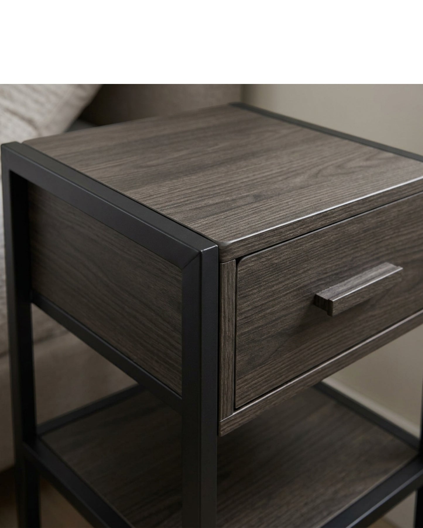 Hbmvd Black Nightstand Metal Frame 24 in