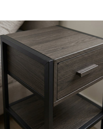 Hbmvd Black Nightstand Metal Frame 24 in