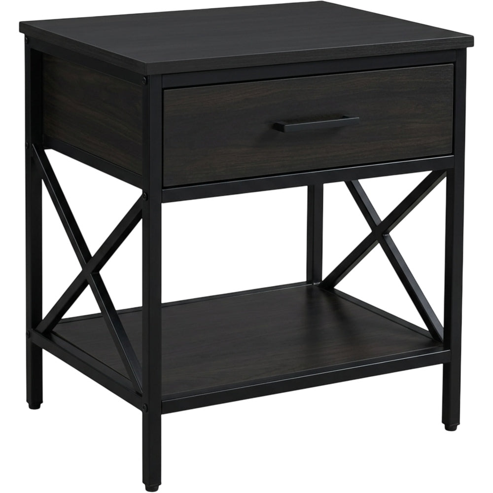 Hbmvd Black Nightstand Metal Frame 24 in