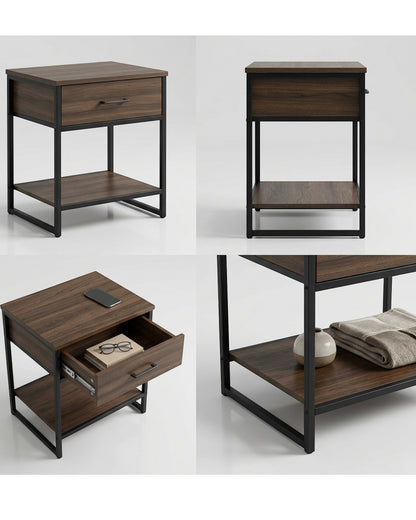 Hbmvd Black Nightstand Metal Frame 24 in
