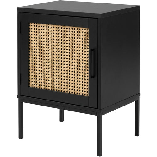 Hbmvd Cane Door Bedside Cabinet Black Natural - Product view