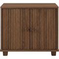 Hbmvd Flutewood Bedside Cabinet 2 Door 25 in Walnut - Product view