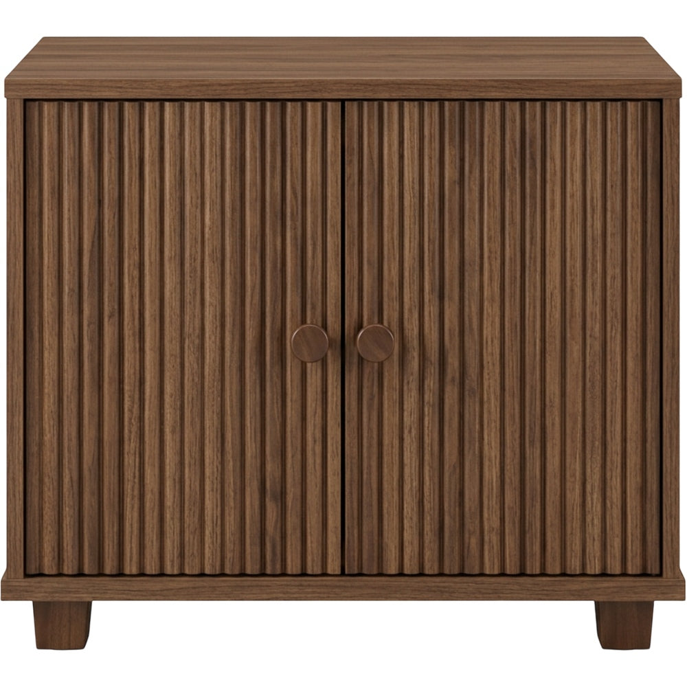 Hbmvd Flutewood Bedside Cabinet 2 Door 25 in Walnut - Product view