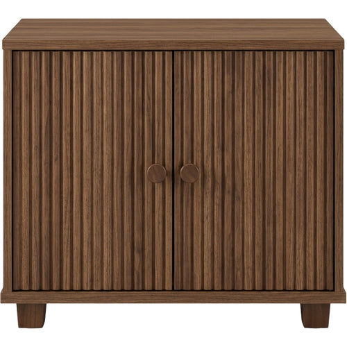 Hbmvd Flutewood Bedside Cabinet 2 Door 25 in Walnut - Product view