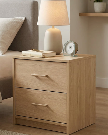 Hbmvd Nightstand Oak 2 Drawer 22 in