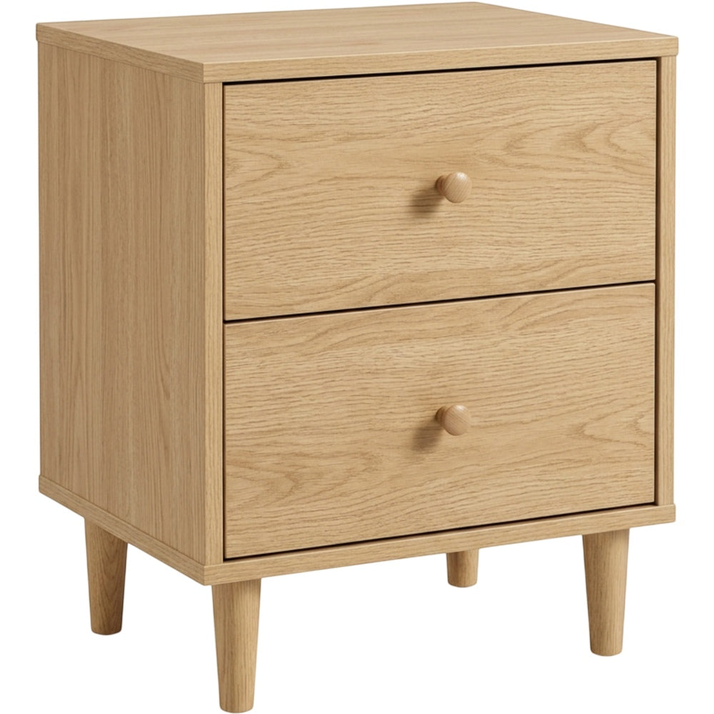 Hbmvd Nightstand Oak 2 Drawer 22 in