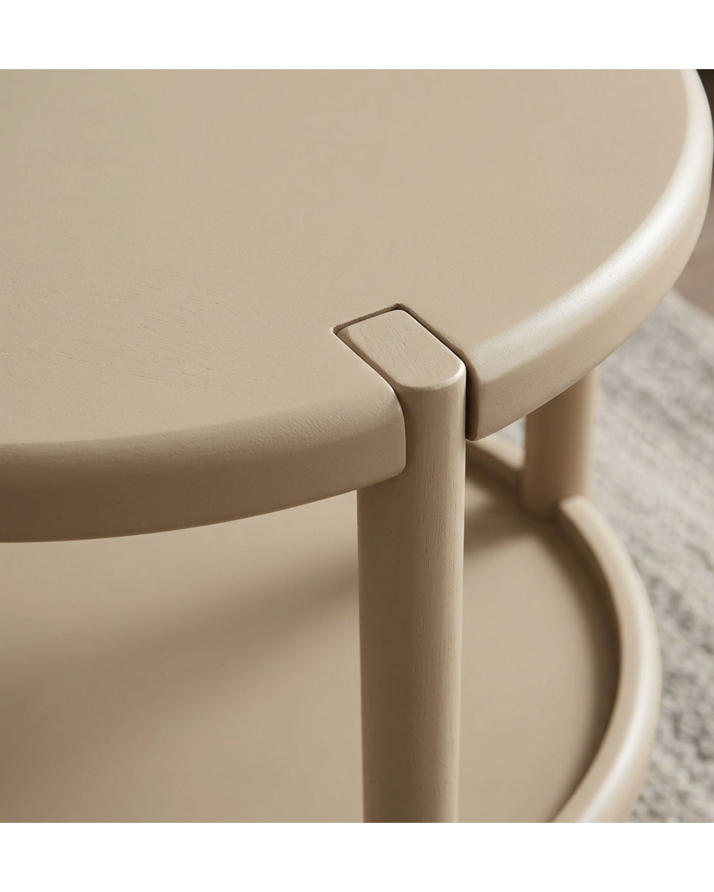 Hbmvd Round Side Table Nightstand Beige 20 in