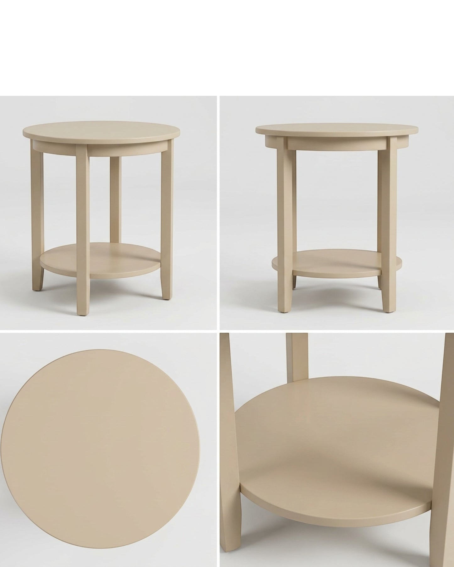 Hbmvd Round Side Table Nightstand Beige 20 in