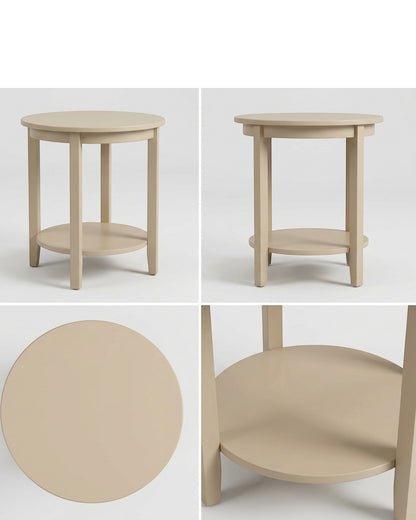 Hbmvd Round Side Table Nightstand Beige 20 in